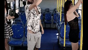 Stranger sneaks up behind female college students on the bus!