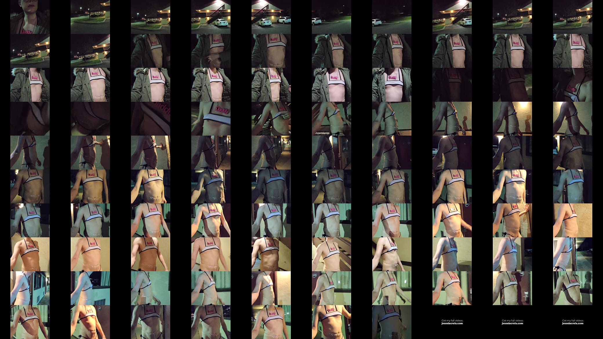 Femboy risky walk around sleazy motel in micro bikini 预览图