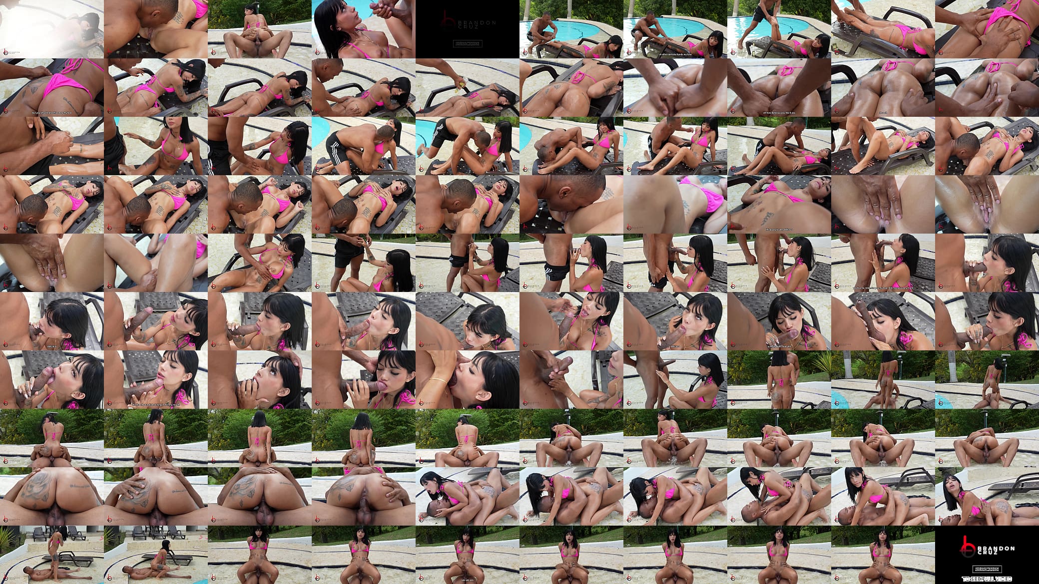 Huge black cock guy has rough sex with sexy petite girl in public pool - Brandon Cruz &amp; Athenea Rose 预览图