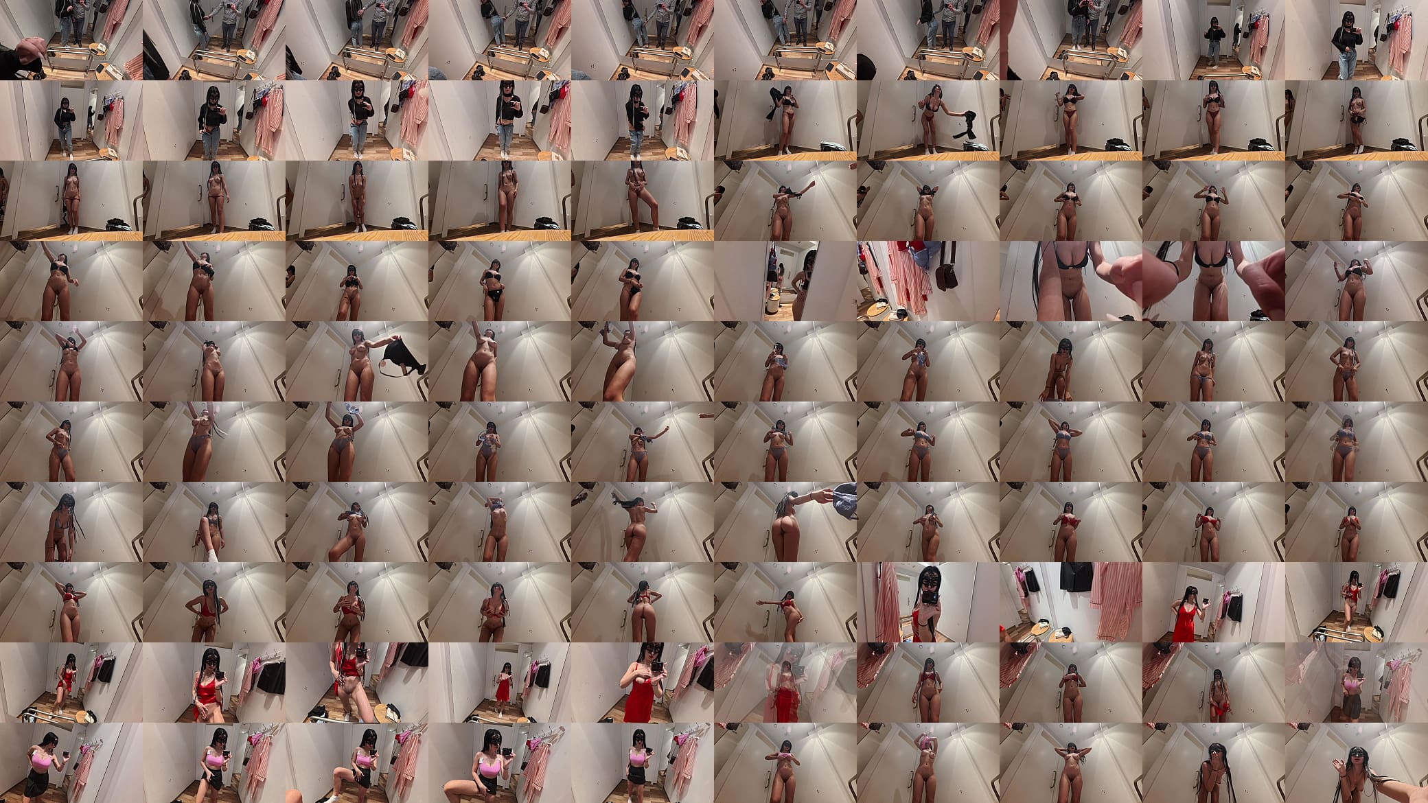 Camera in a public fitting room! Nice brunette tries on underwear! 预览图