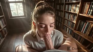 My girlfriend loves risky sex, so I fuck her in the library [AI]