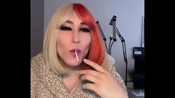 Smoking sissy slut feminization with catsu...