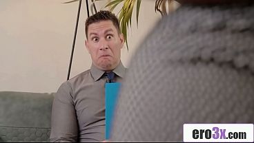 Ebony Boss in Glasses Makes New Guy Fuck Her Ass on First Day