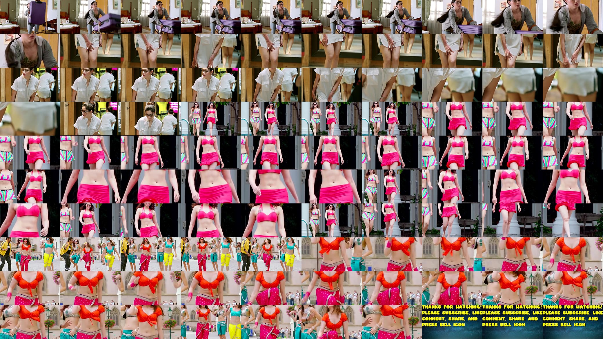 (Edit zoom slow motion) Indian actress Tamannaah Bhatia hot boobs navel in bikini and blouse in F2   legs boobs cleavage That is Mahalakshmi 预览图