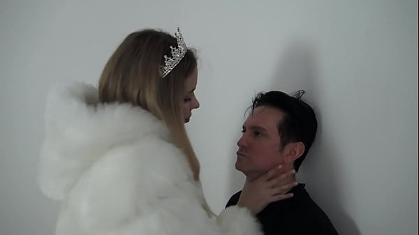 Tall princess Kelly cSlave Bobby against the wall.