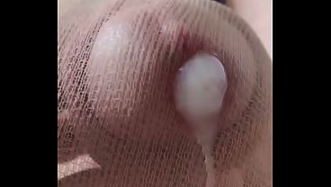Orgasm with semen in the pantyhose
