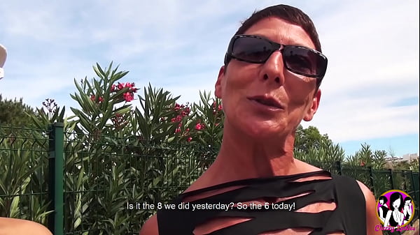 Short haired Milf enjoy all these cocks