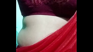 Download Video - Indian Gay Crossdresser Bottom Gaurisissy pressing her big boobs and feeling horny in red saree with heavy jwellery