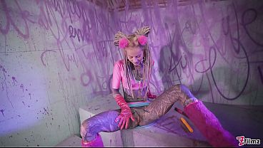 Solo Goth Punk DP Masturbation - Thick Toys and Ass to Mouth