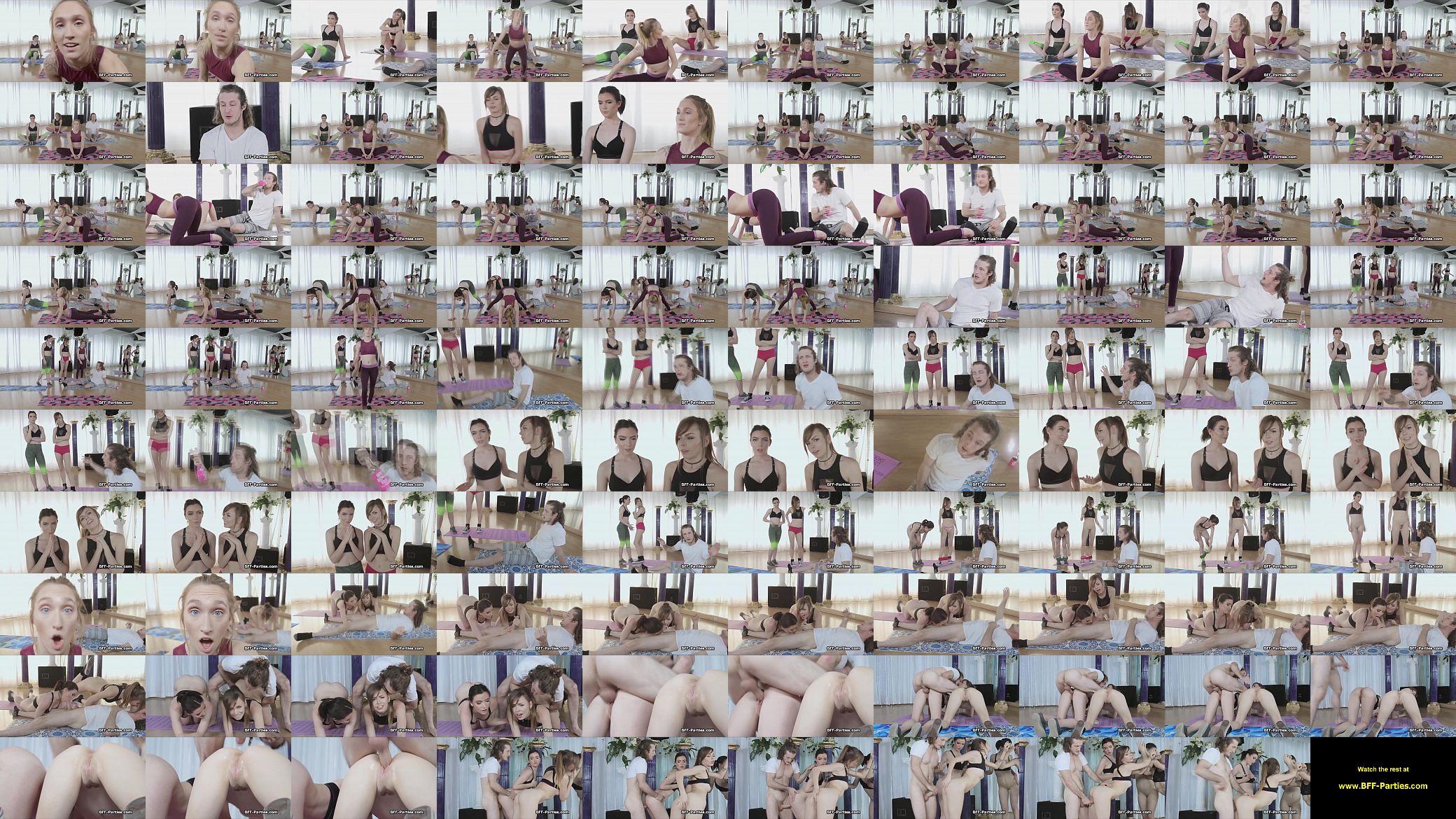 Yoga session ends with threesome fuck party 预览图