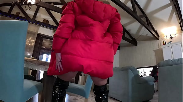 Downjacket Try-On & Blowjob Tease – Coat Fetish, Masturbation & Messy Cum Finish 327