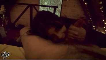 Anniversary Cabin POV: My Wife Sucked Me Off in the Dark, Swallowed My Load & Teased Her Tits | The Vegas Homemade Blowjob