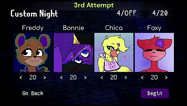Five Nights at FuzzBoobs: Max Mode (20/20/20/20)