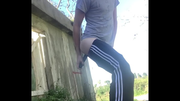 Download Video - public faggot playing outside with dildo