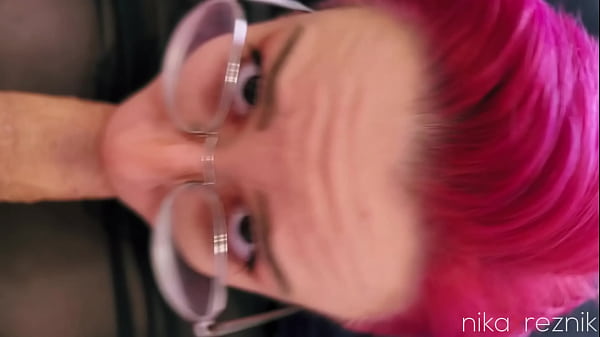 Deepthroat blowjob by pink haired girl