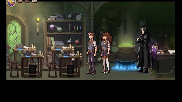 Hogwarts Magic Lessons [ Harry Poter hentai game PornPlay ] Hermione sucked my cock after classes