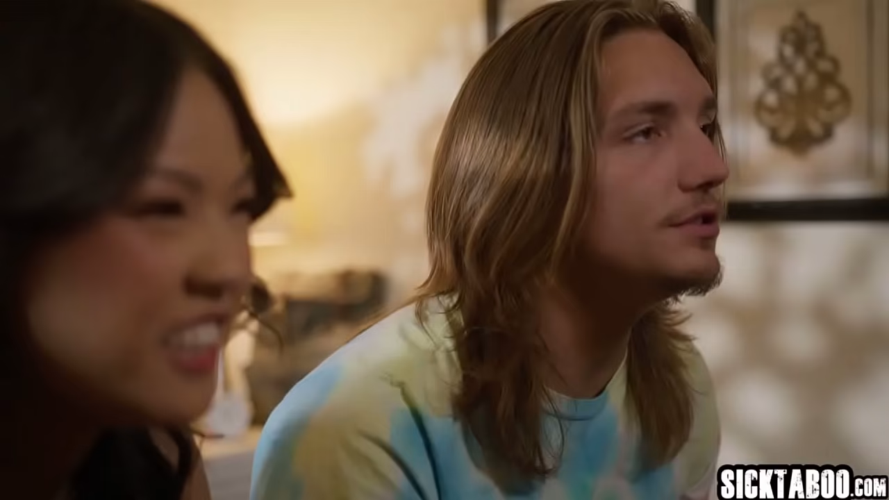 Asian girl swallowed big cock and hot teen enjoyed hardcore threesome sex after blowjob