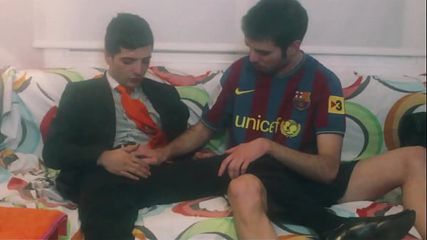 business man in sheer socks plays with his ass ...