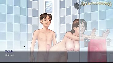 Big Tits MILF Stepmom Sex With Stepson in The Shower, Summertime Saga Part 52 By DarkCookie, 3D Porn Game