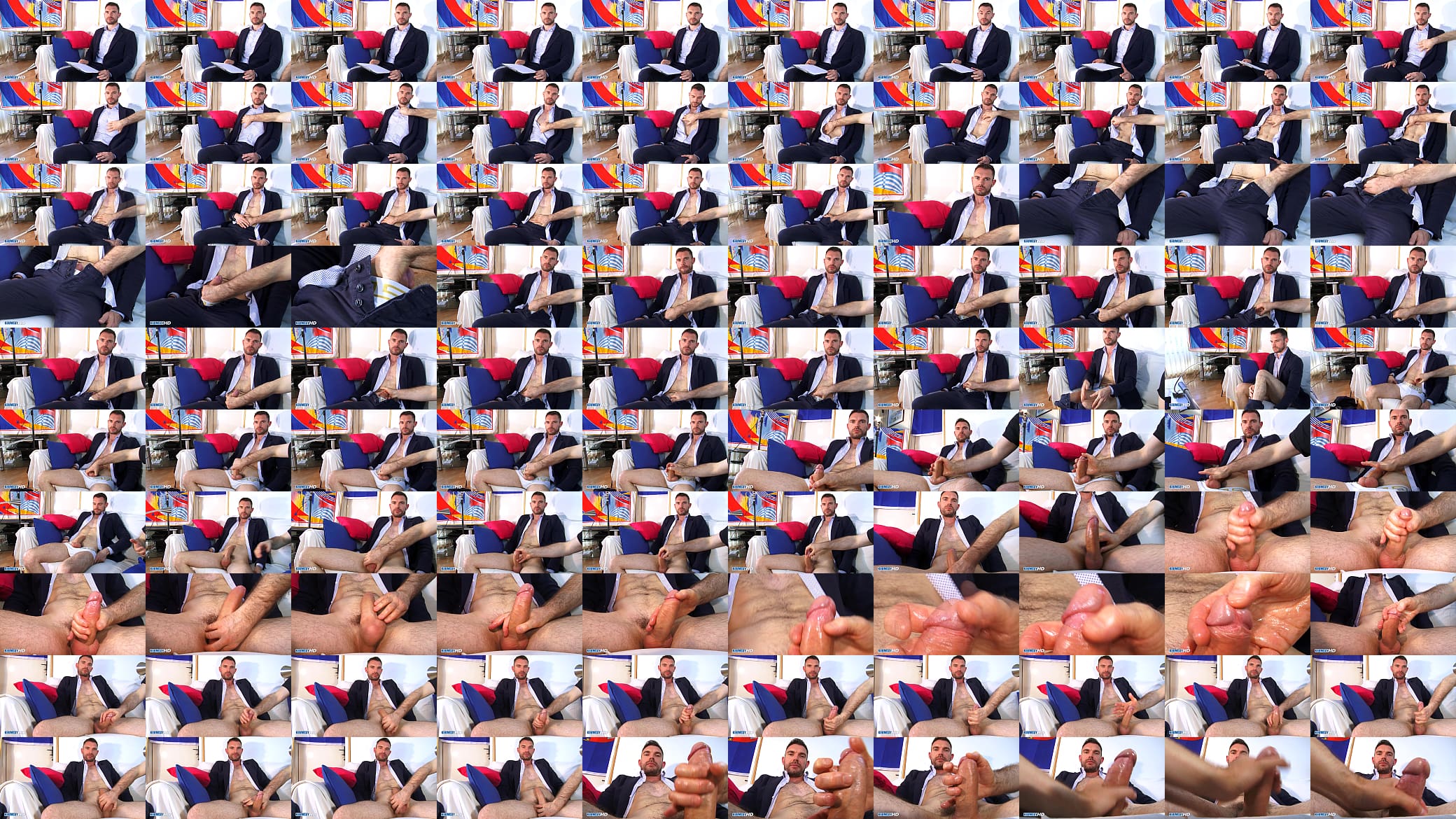 straight str8 Salesman in suit trousers gets wanked his huge cock by a guy 预览图