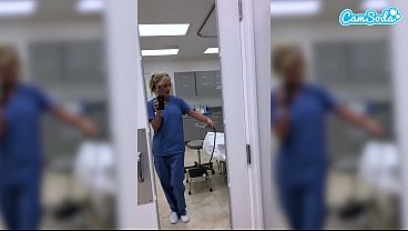 Nurse Gets Horny, Shows Tits & Fingers Wet Pussy Live at Work