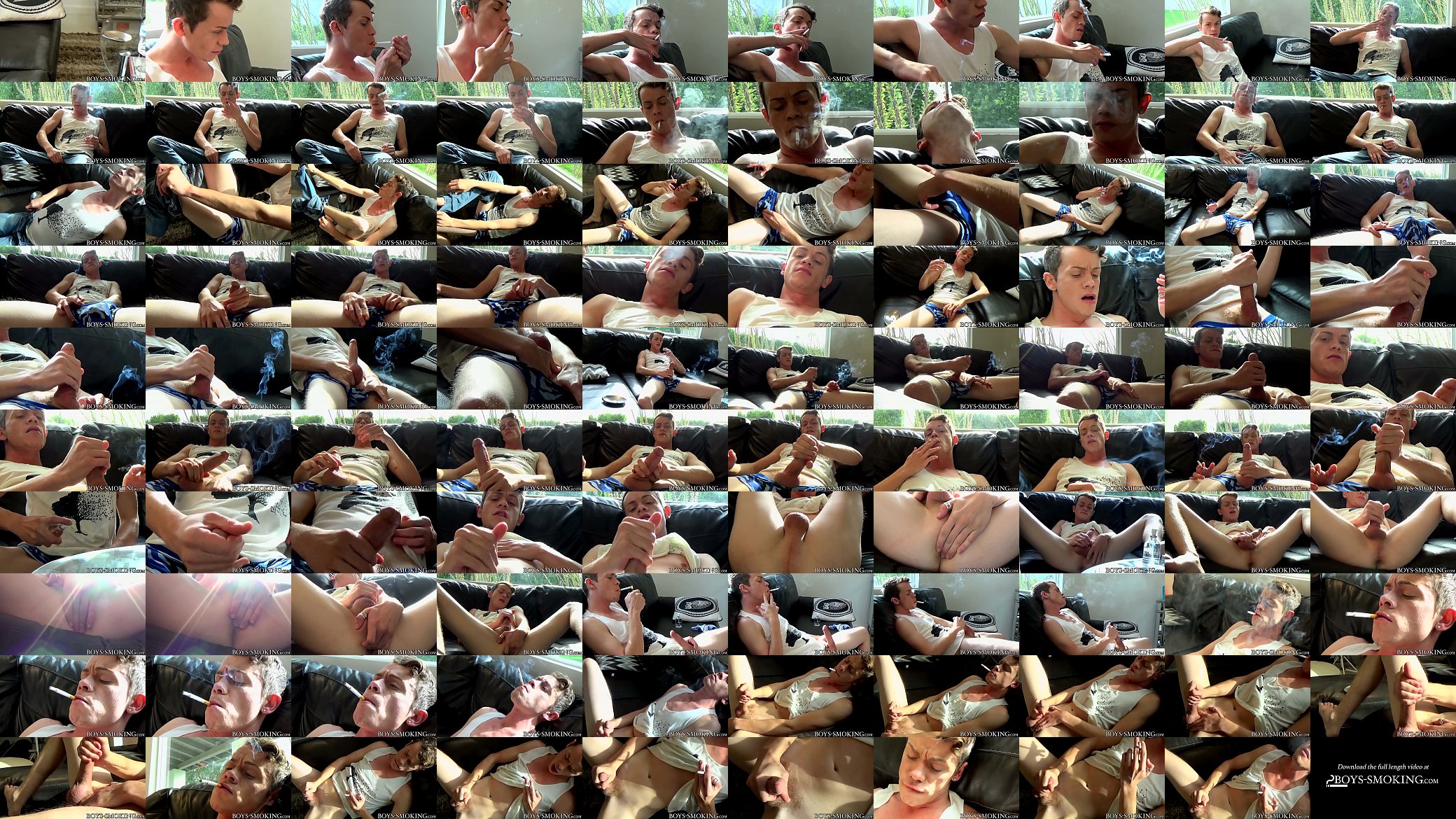 Young gay smoking cigs while masturbating passionately 预览图