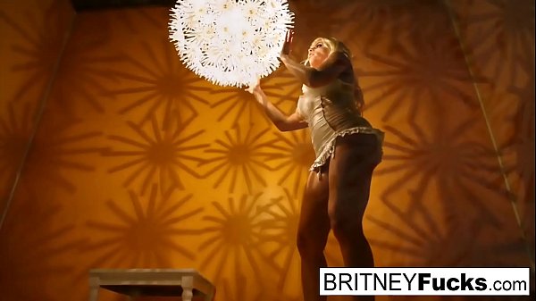 Sexy blonde in a retro tease and solo