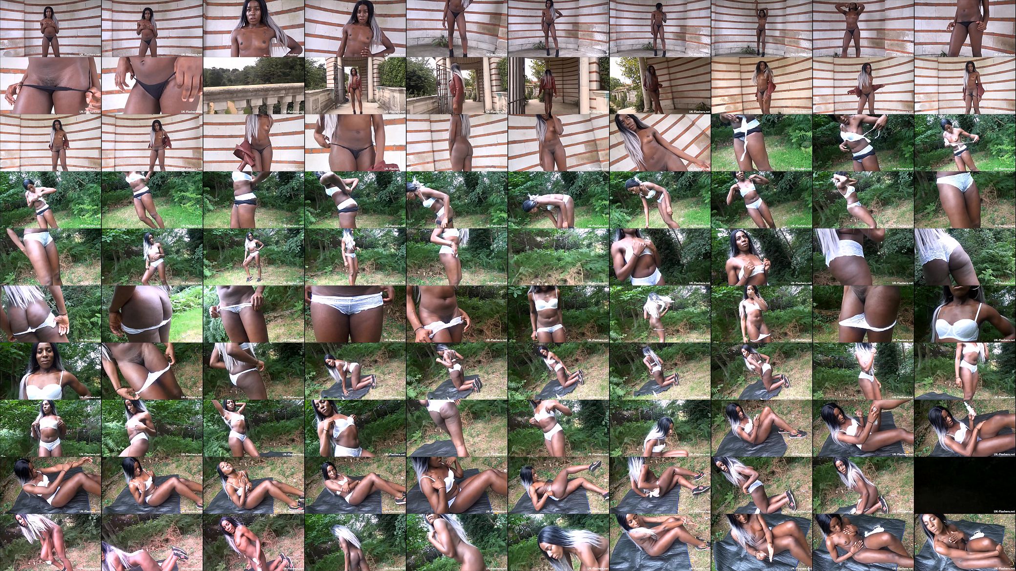 Ebony flashing and outdoor masturbation of busty black babe Bunny having exhibit 预览图