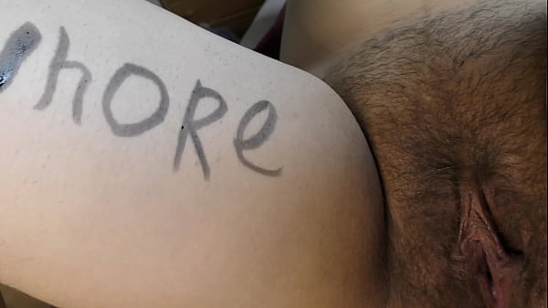 Slutty young wife with a hairy pussy get body writing and take a lot of creampies and cumshots on her fertile body - Milky Mari