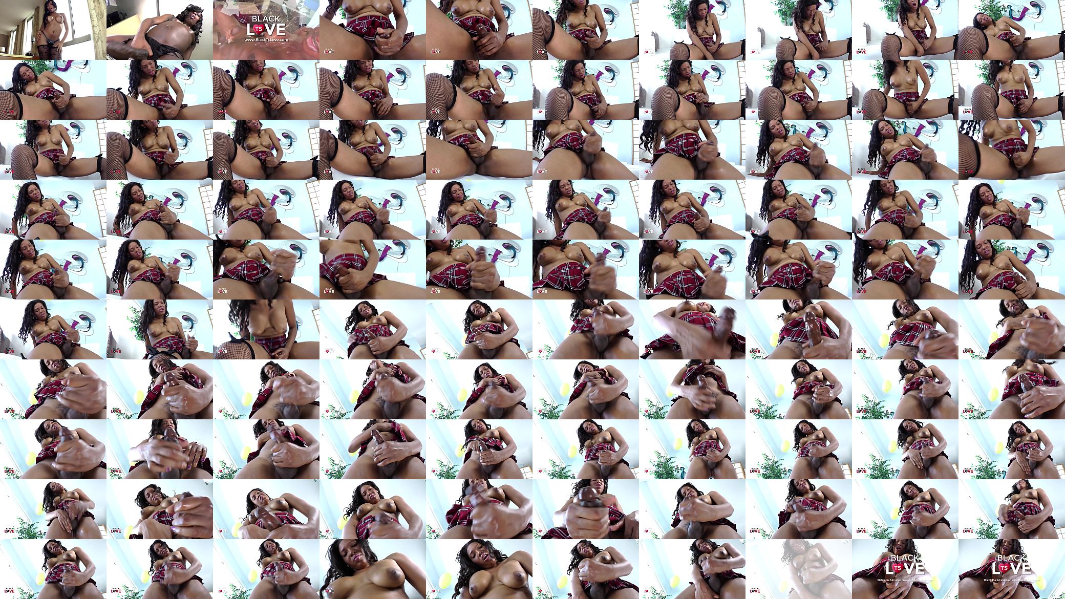 Busty ebony strokes her cock 预览图
