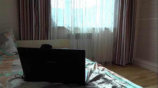 Double anal vaginal penetration with sex toys in front of a webcam Busty babe in stockings masturbates beautiful ass and hairy pussy on the bed Homemade fetish