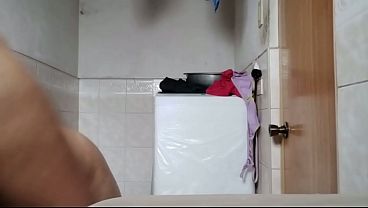 Massaging my body at the bathroom