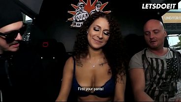 Tattooed Latina Deepthroats Him in a Van, Smiling Right Up at the Camera