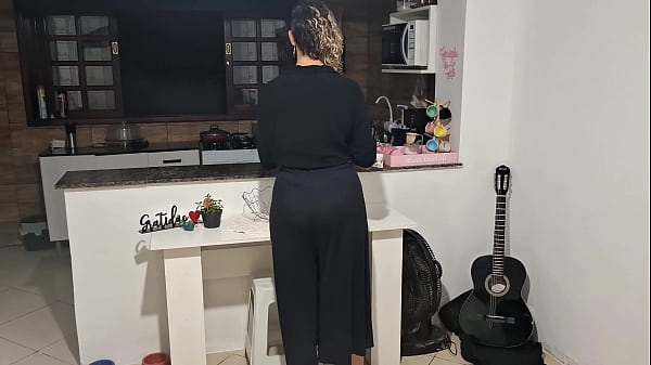 The stepson asks his stepmother for help so he can cum.
