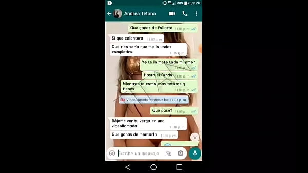 Andrea is a friend from work, we talk on WhatsApp and I make her so horny, she tells me she wants to see my cock ... she makes a video call, shows me her tits and comes in minutes!