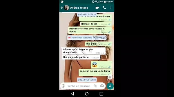 Andrea is a friend from work, we talk on WhatsApp and I make her so horny, she tells me she wants to see my cock ... she makes a video call, shows me her tits and comes in minutes!