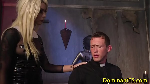 Blonde busty shemale ass fucks before jerking