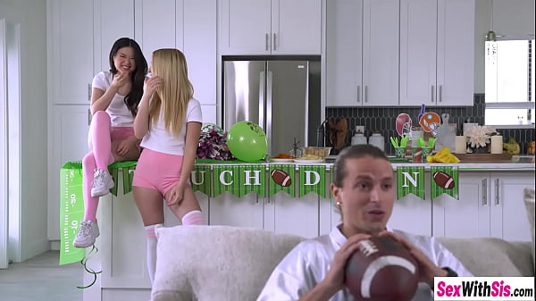 Download Video - Touch down on your tight pussy teen stepsis Maria Kazi but her friend Lulu Chu also wanted big dick