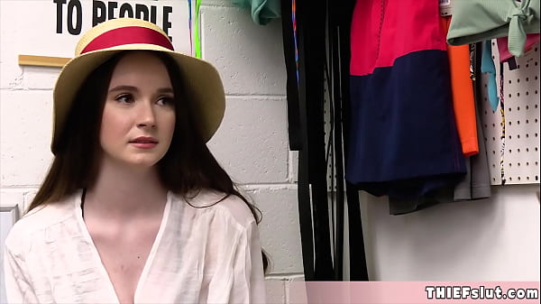 Cute thief Hazel Moore caught by a mall cop and she offers her teen pussy as a payment method