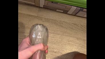 Young Horny Pup Twink Fucking a Fleshlight. Big Dick, Hot Body