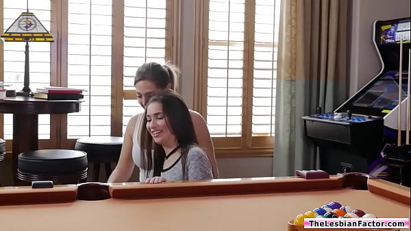 Busty lesbian seducing and fingering petite teen best friend