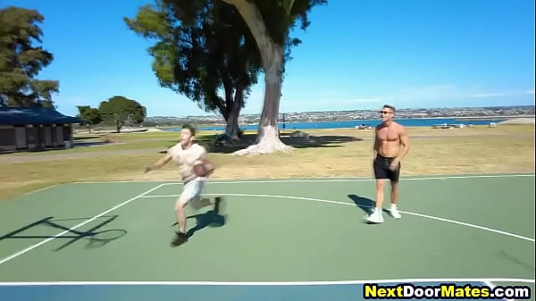 Athletic gay jocks play basketball & fuck