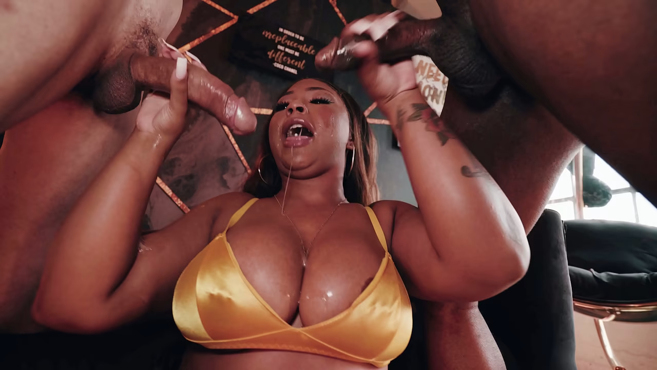 CURVY EBONY AVERY JANE GETS ALL HER HOLES RUINED IN HARDCORE DAP &amp_ DP