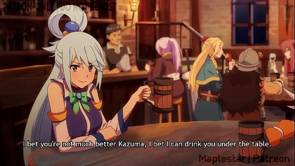 Aqua drinks too much until she gets hot and has sex with Kazuma