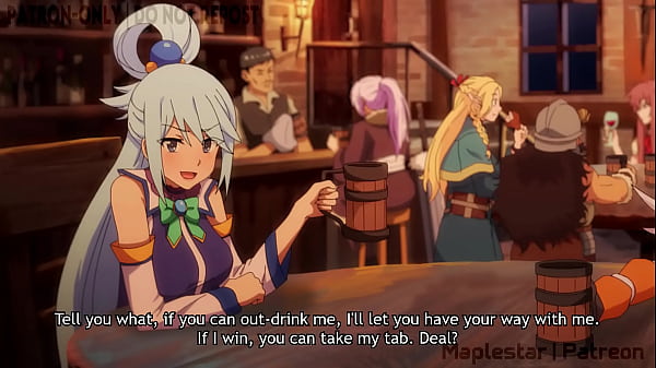 Aqua drinks too much until she gets hot and has sex with Kazuma
