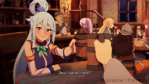 Aqua drinks too much until she gets hot and has sex with Kazuma