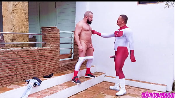 Omniman gets a delivery from a spandex clad mus...