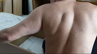 The handyman gets paid with a blowjob.