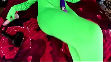 Full Zentai Encasement Toy Play. BBC Dildo Tease, Pussy Slaps and Smoking Through Nylon
