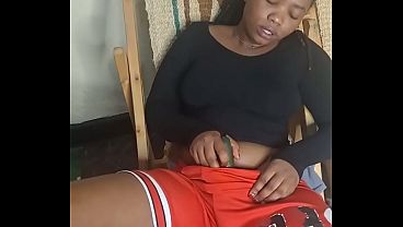 Solo ebony musterbate her perfect pussy in churchroom